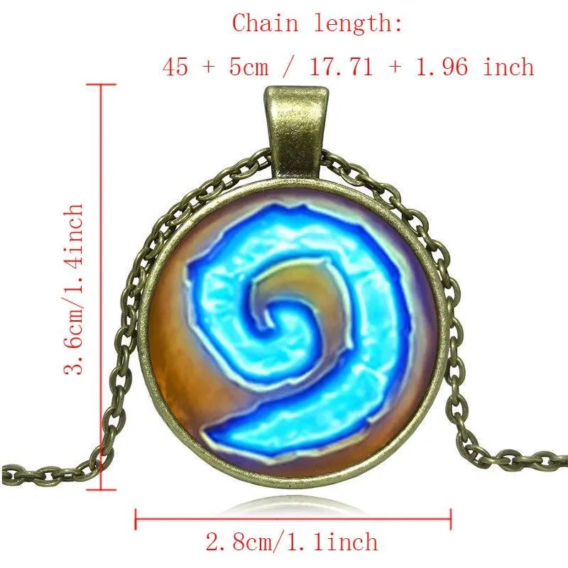 Hearthstone Glass Round Pendant Necklace Women Jewelry