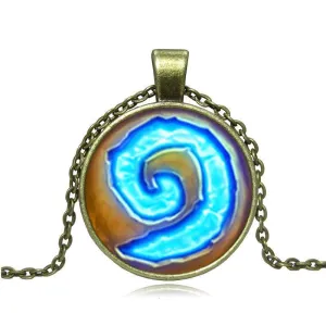 Hearthstone Glass Round Pendant Necklace Women Jewelry