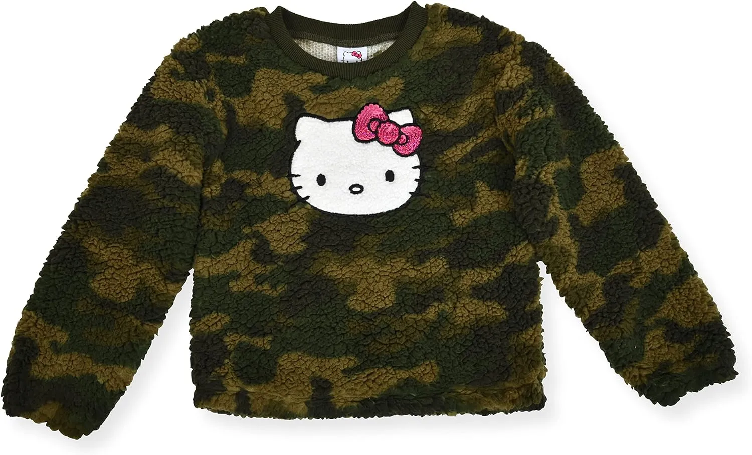 Hello Kitty Girls Sherpa Fleece Jogger Set 2 Piece Crew Neck Sweatshirt and Sweatpants