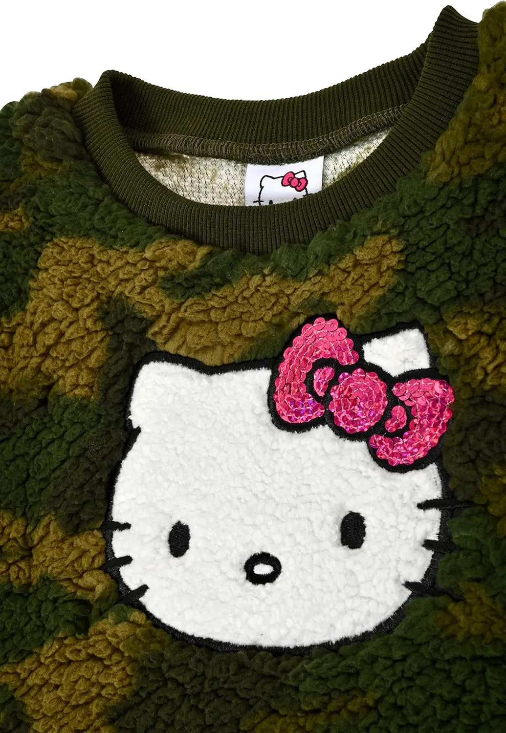 Hello Kitty Girls Sherpa Fleece Jogger Set 2 Piece Crew Neck Sweatshirt and Sweatpants