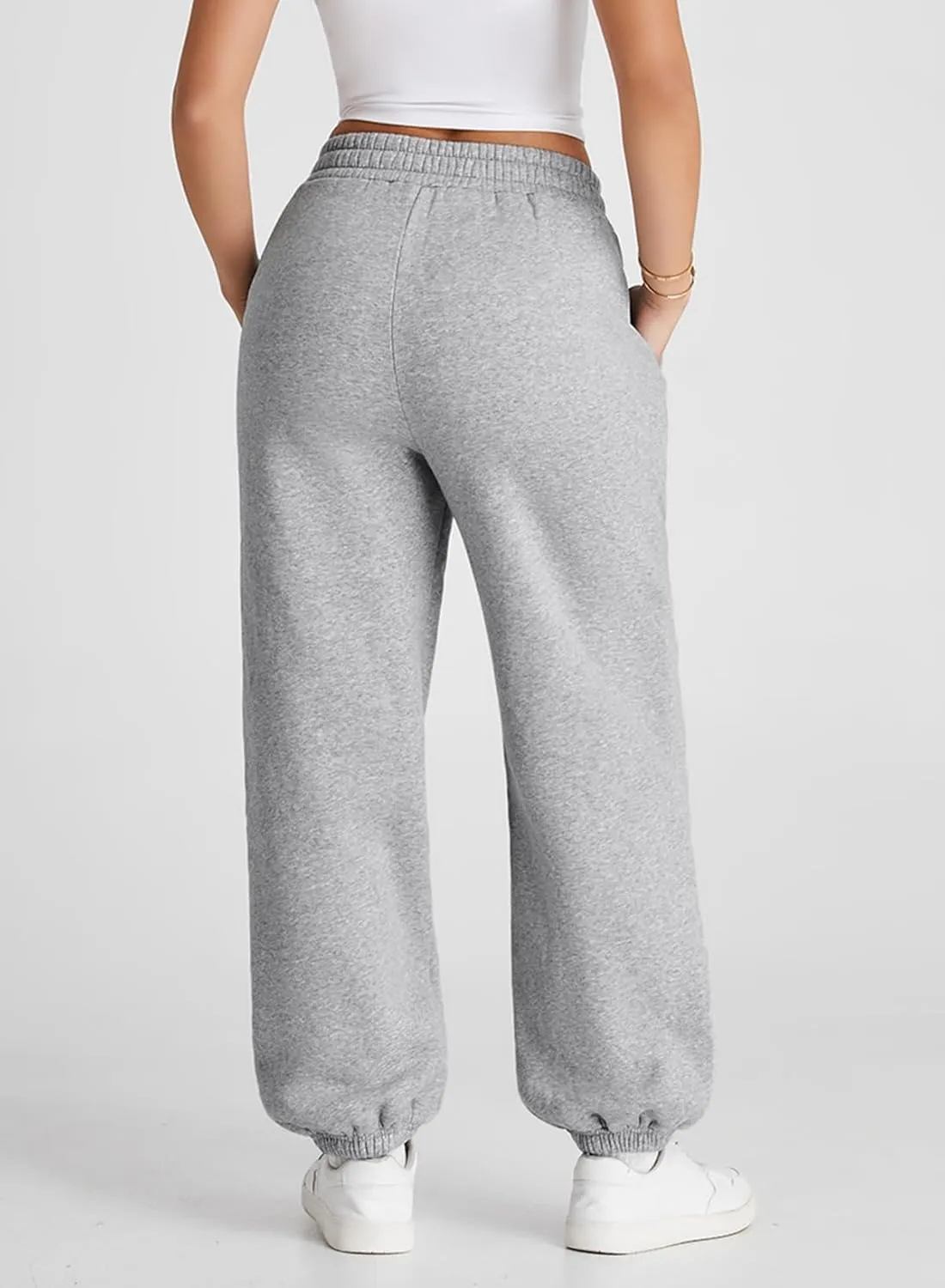 Herseas Women's V Crossover Waist Sweatpants Baggy Y2K Jogger Pants Wide Leg Fleeced Lounge Pants