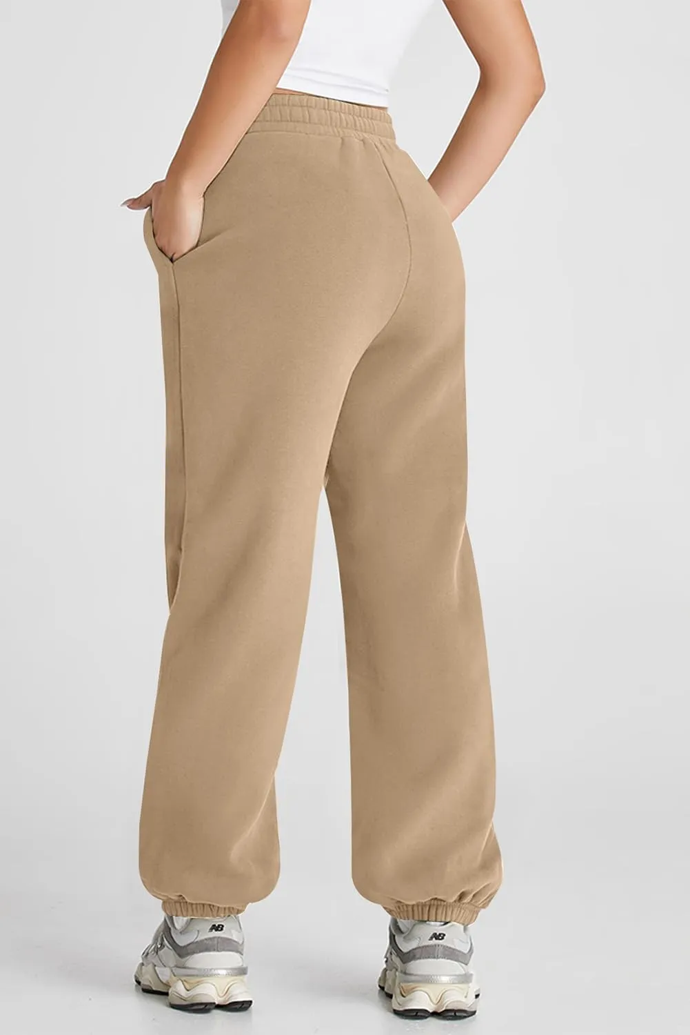 Herseas Women's V Crossover Waist Sweatpants Baggy Y2K Jogger Pants Wide Leg Fleeced Lounge Pants