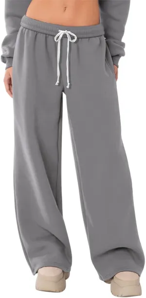 HeSaYep Women's Fleece Lined Sweatpants Wide Leg Thermal Winter Warm Baggy Sweat Pants with Pockets