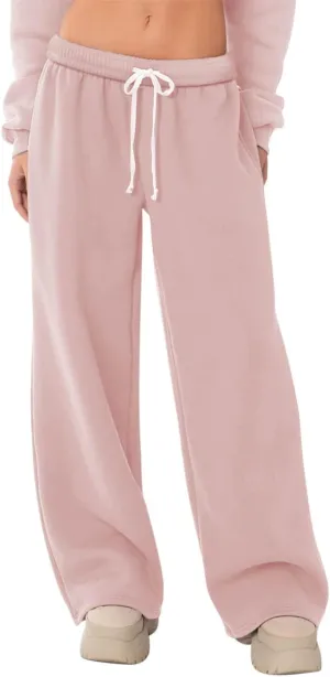 HeSaYep Women's Fleece Lined Sweatpants Wide Leg Thermal Winter Warm Baggy Sweat Pants with Pockets