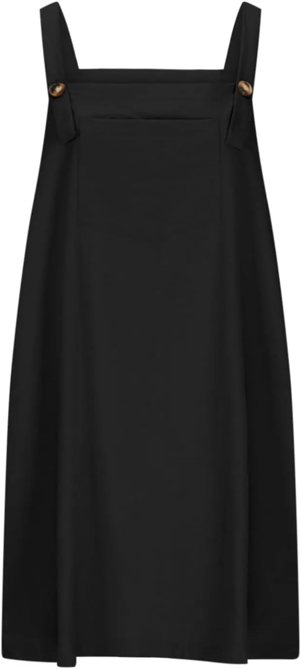 HGps8w Plus Size Womens Bib Overall Short Jumper Dress Adjustable Straps Suspender Pinafore Dresses with Pockets