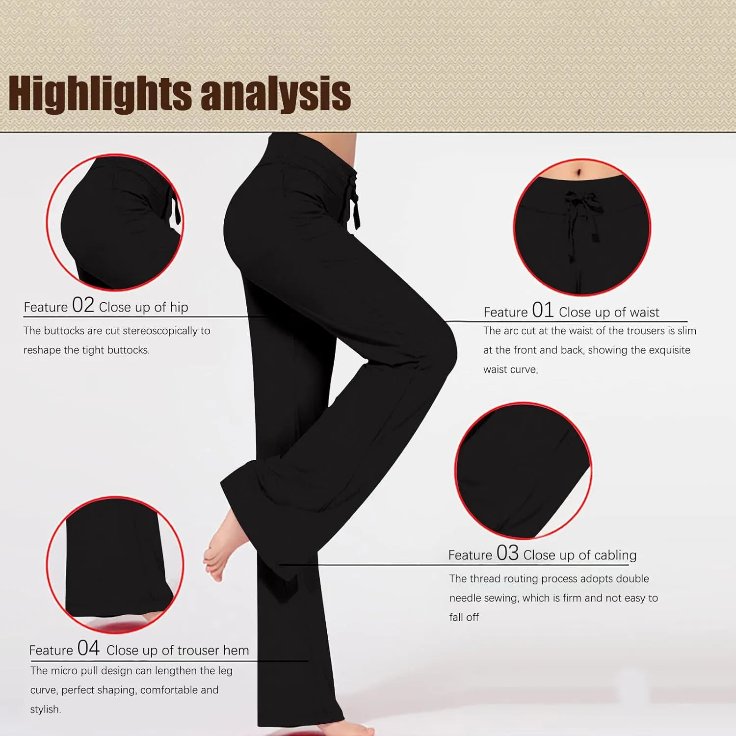 High Waist Workout Pants for Women Soft Wide Leg Flare Leggings Full Length Sport Yoga Pants Cozy Modal Trousers