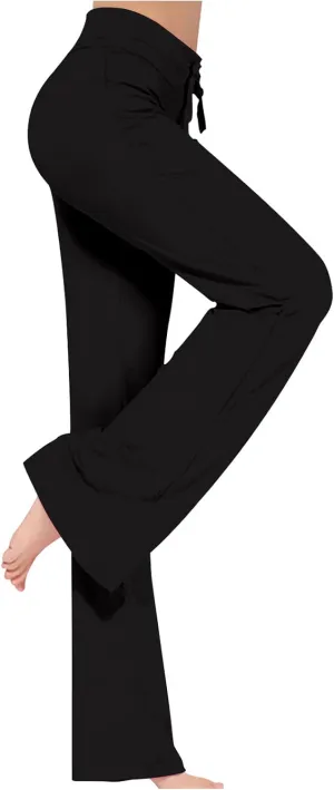 High Waist Workout Pants for Women Soft Wide Leg Flare Leggings Full Length Sport Yoga Pants Cozy Modal Trousers