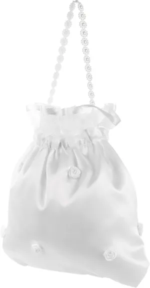 Homoyoyo Bridal Satin Flower Bag for Wedding 8.65x8.25x0.20inch Bridesmaid Tote Bag