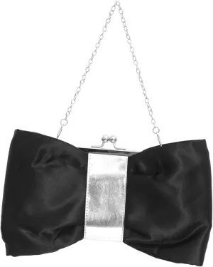 Homoyoyo Women PU Bow Evening Bag Elegant Clutch for Weddings and Parties Versatile Handbag with Capacity for Phones and Essentials Stylish Diagonal Design Black