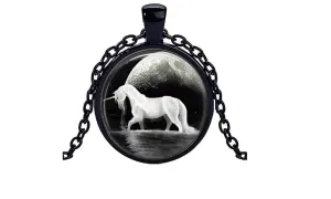 Horse Black Pendant Necklace for Women