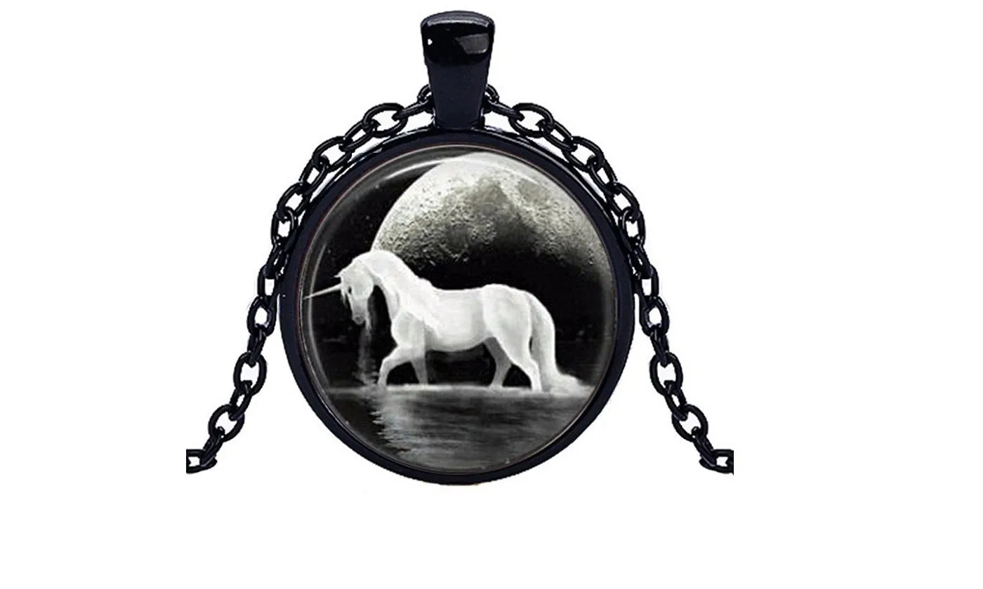 Horse Black Pendant Necklace for Women
