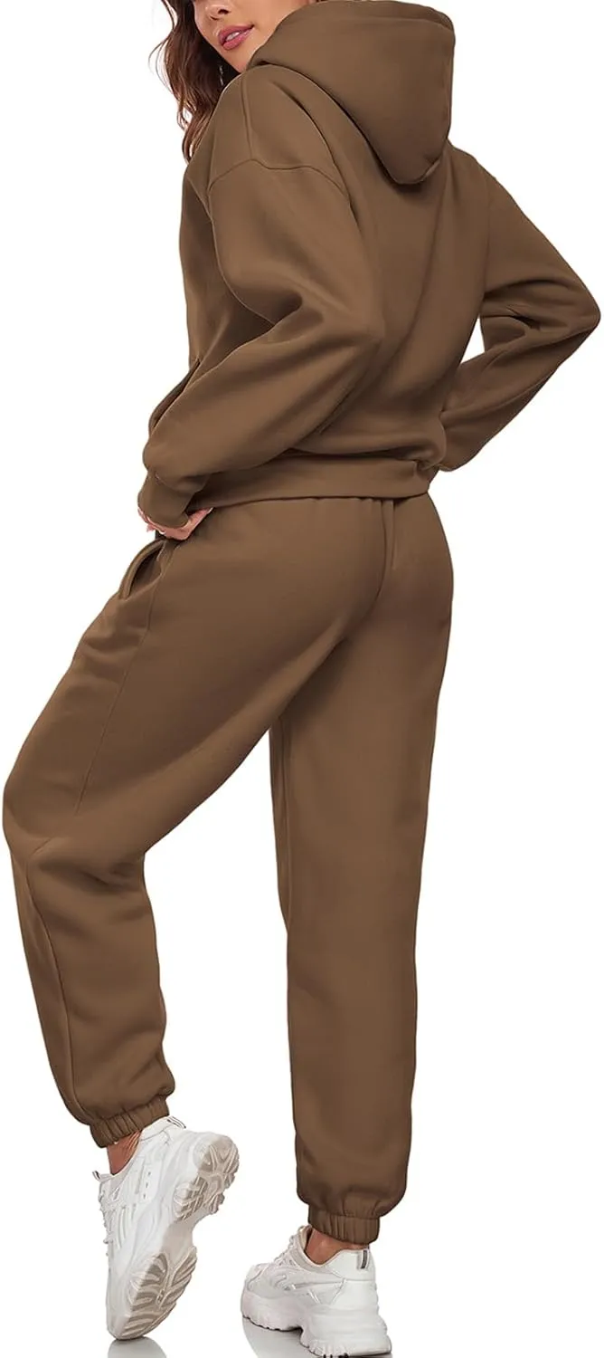 HOTIAN Womens 2 Piece Outfits Sweatsuit Oversized Hoodie Sweatshirt and Joggers Sweatpants Sets Tracksuit