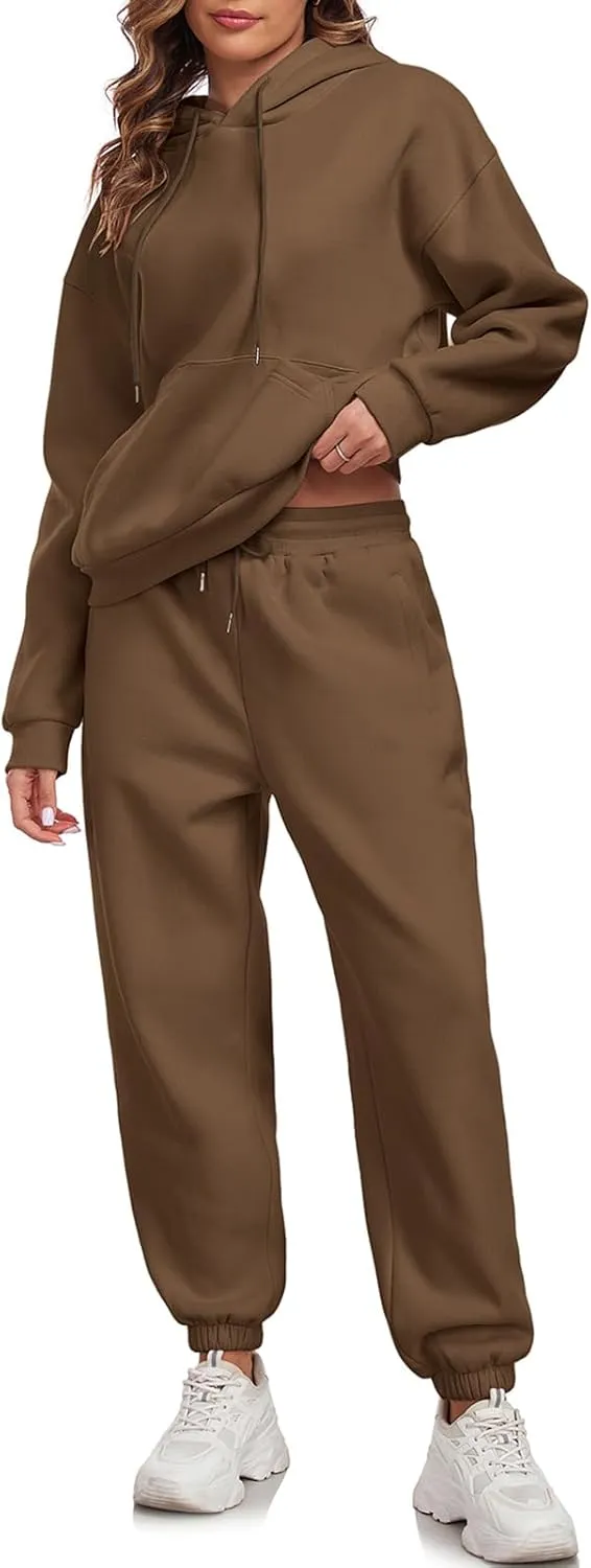 HOTIAN Womens 2 Piece Outfits Sweatsuit Oversized Hoodie Sweatshirt and Joggers Sweatpants Sets Tracksuit