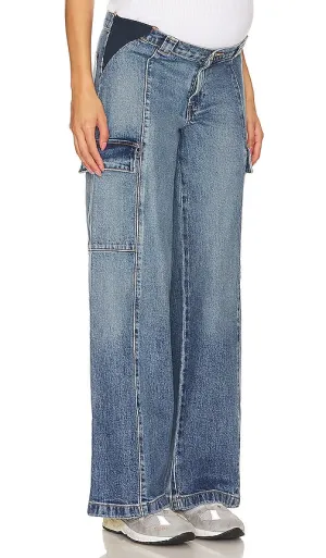 Hudson Jeans Maternity Utility Wide Leg Cargo in Blue