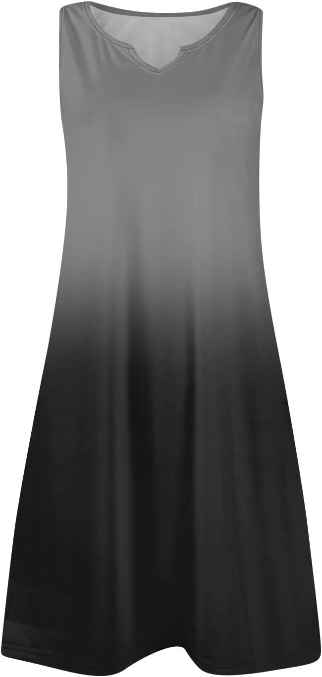 HXHYQKP Sun Dresses for Women 2025 Vacation Summer Casual Sleeveless Tank Dress Beach Cover Ups Trendy Midi Sundress