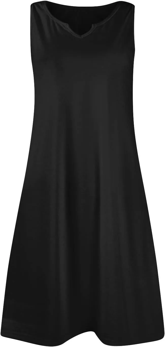 HXHYQKP Sun Dresses for Women 2025 Vacation Summer Casual Sleeveless Tank Dress Beach Cover Ups Trendy Midi Sundress