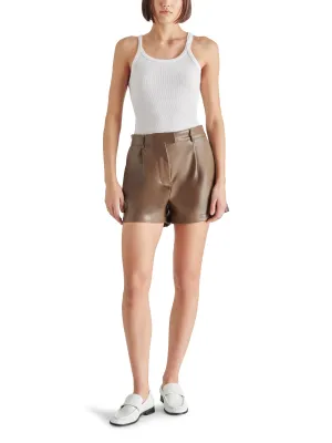 IMELDA VEGAN LEATHER SHORTS-CHOCOLATE