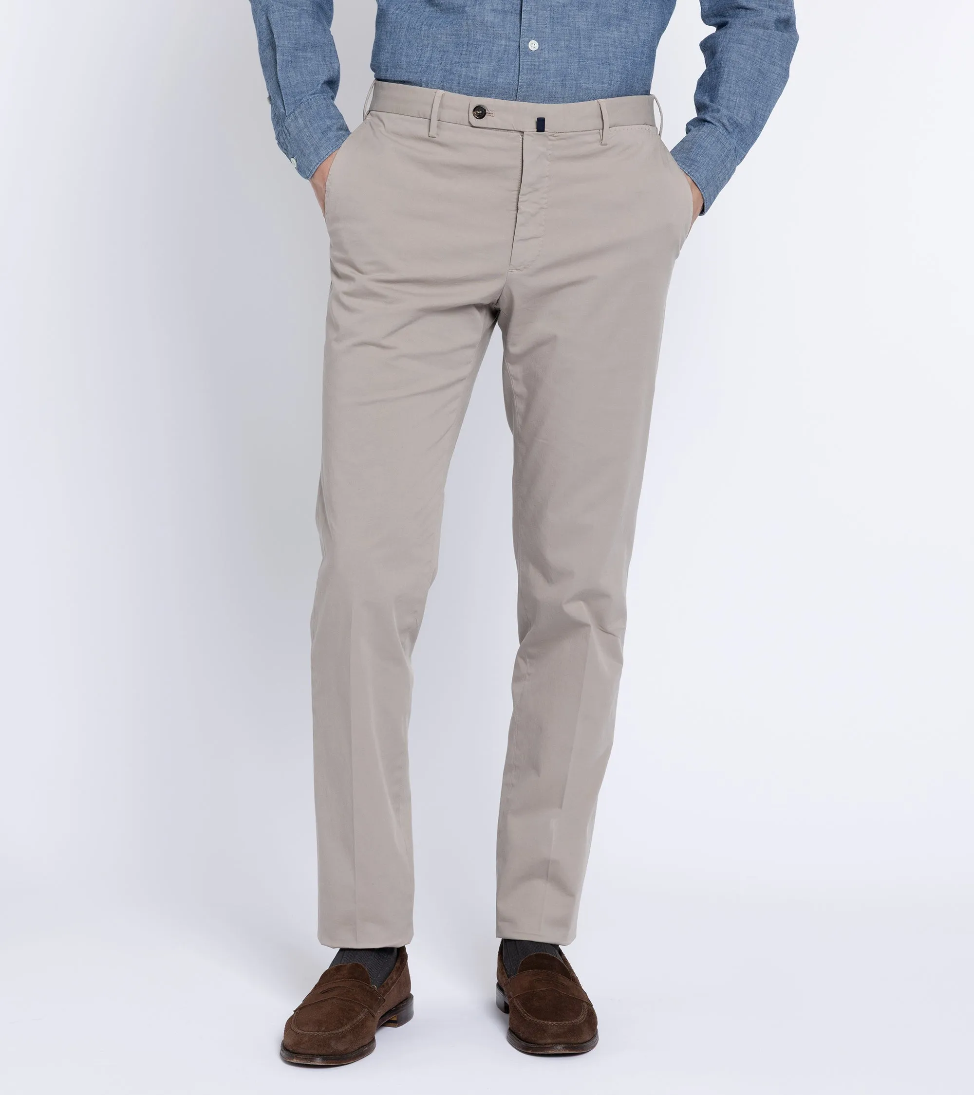 Incotex Regular Fit Royal Batavia Cotton Trousers: Beige