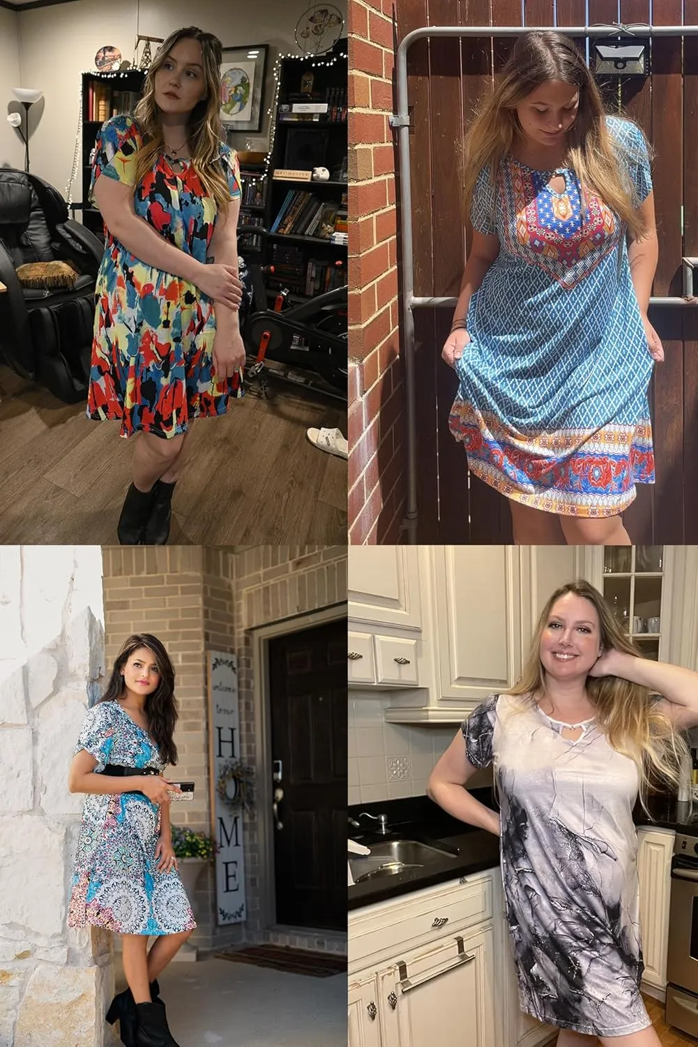 IN'VOLAND Women's Plus Size Casual Dresses with Pockets Summer Beach Floral Tshirt Short Sleeve Loose Flowy Sundresses