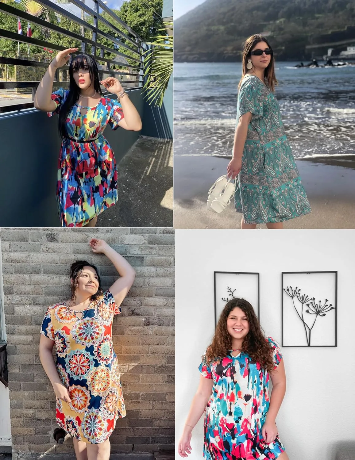 IN'VOLAND Women's Plus Size Casual Dresses with Pockets Summer Beach Floral Tshirt Short Sleeve Loose Flowy Sundresses