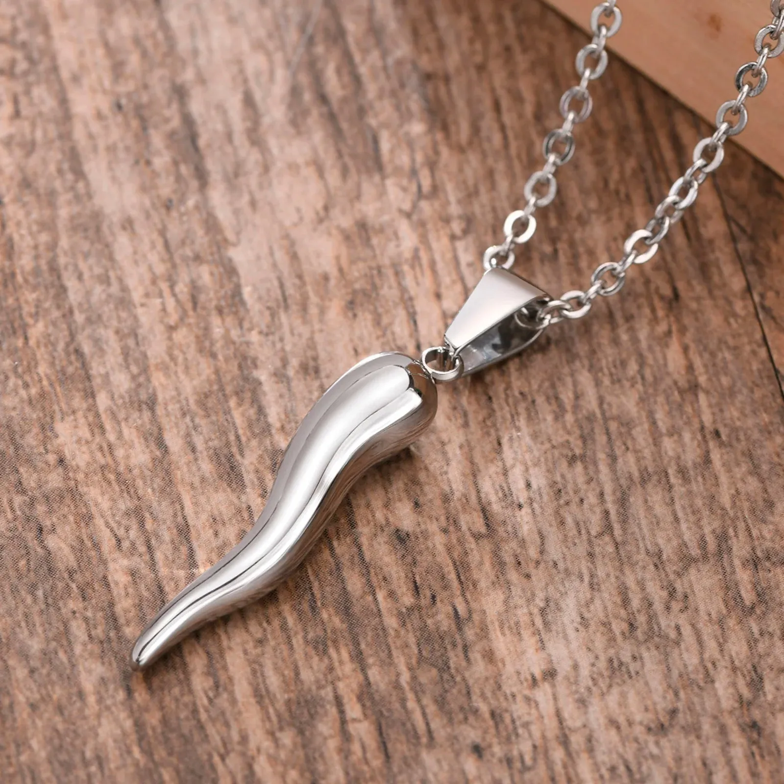 ITALIAN HORN Necklace , Stainless Steel Italian Cornicello Charm Pendant Necklaces