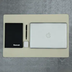 Ivory Elegance Leather Desk Mat   Mouse Pad