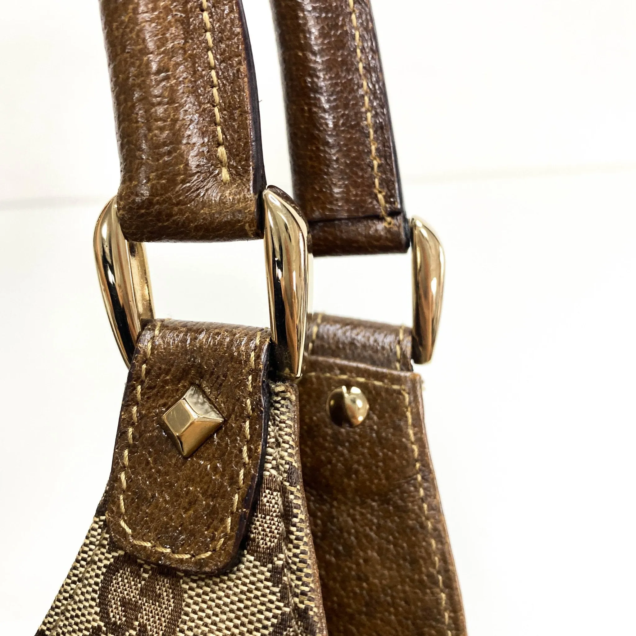 Jackie O Hobo Nailhead GG Canvas Shoulder Bag
