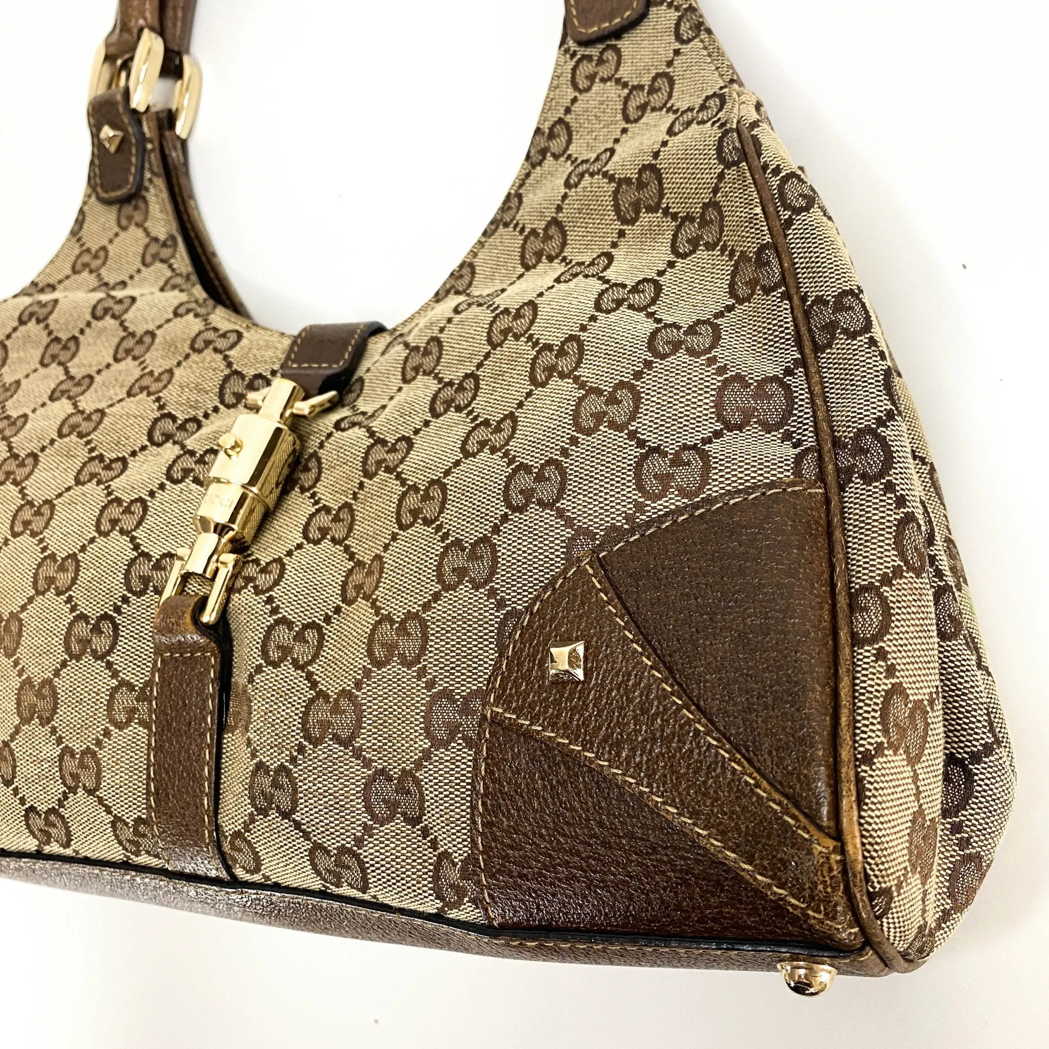 Jackie O Hobo Nailhead GG Canvas Shoulder Bag