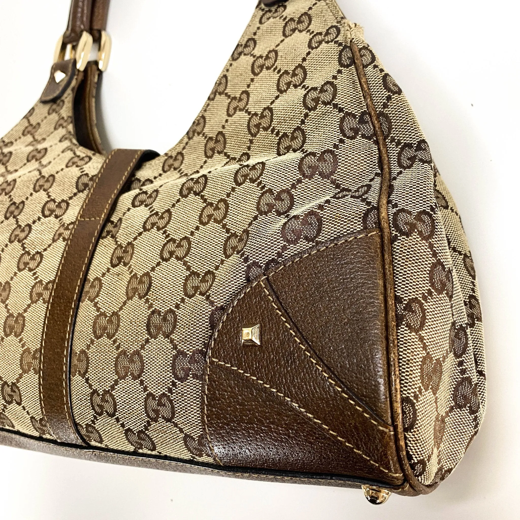 Jackie O Hobo Nailhead GG Canvas Shoulder Bag