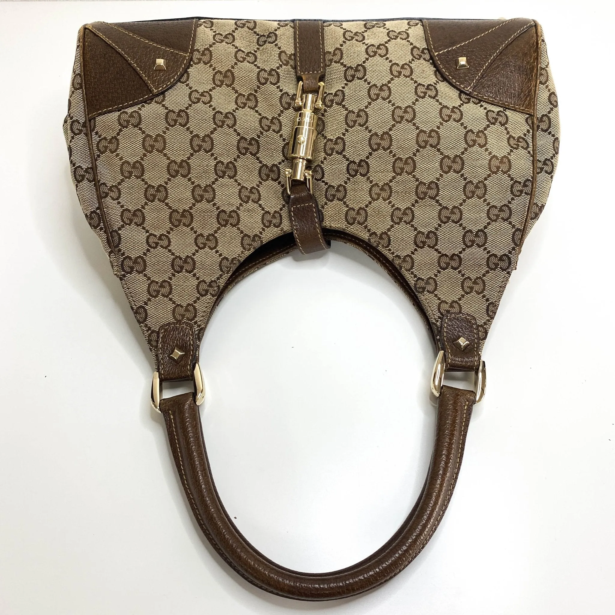 Jackie O Hobo Nailhead GG Canvas Shoulder Bag