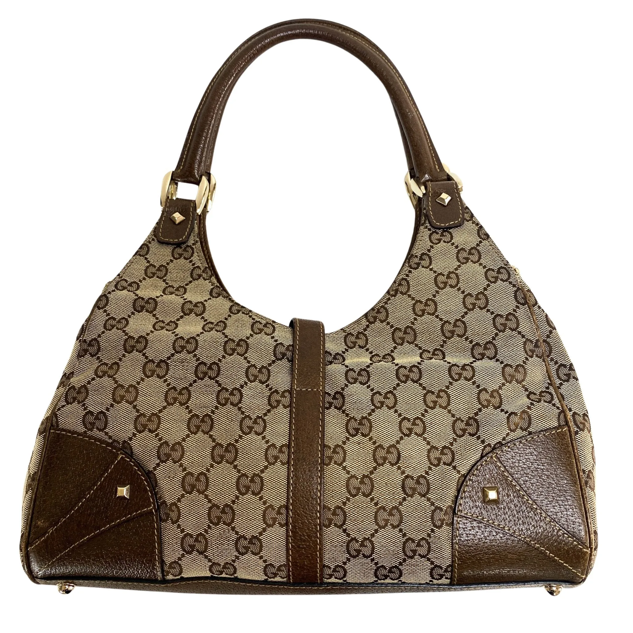 Jackie O Hobo Nailhead GG Canvas Shoulder Bag