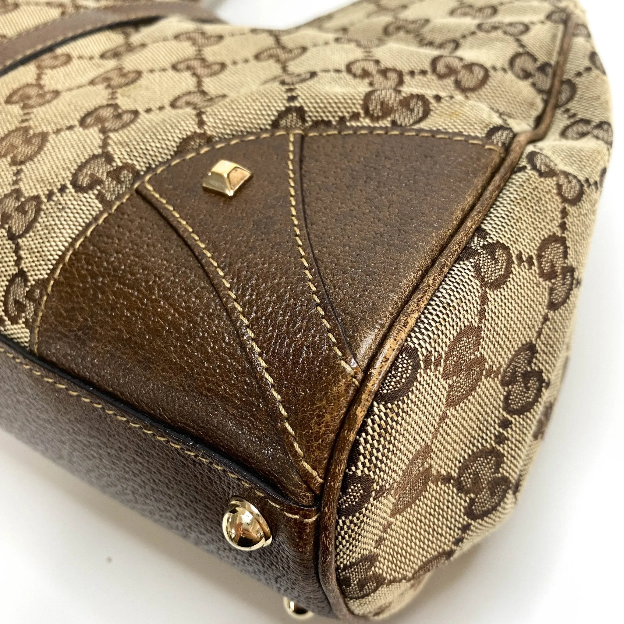 Jackie O Hobo Nailhead GG Canvas Shoulder Bag