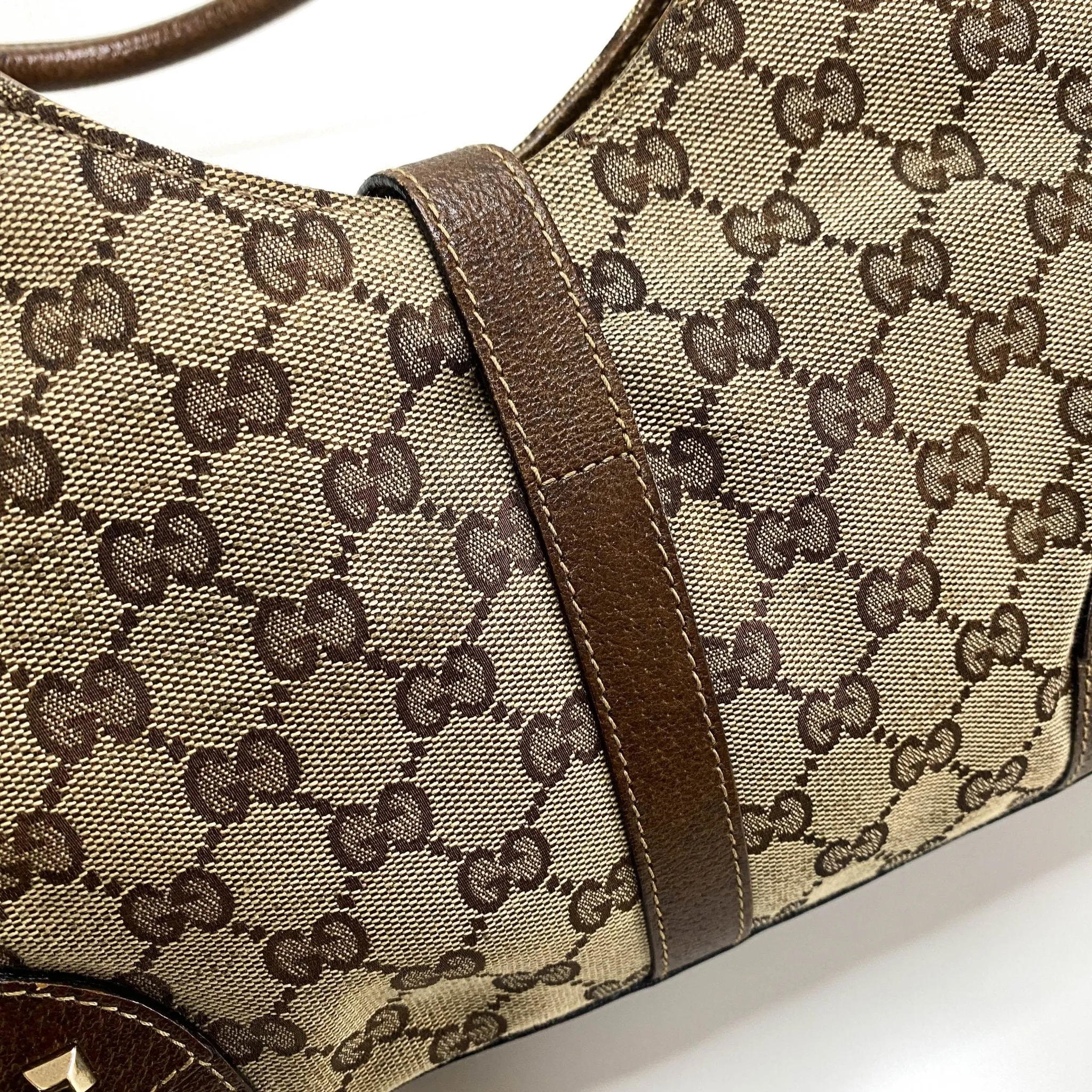 Jackie O Hobo Nailhead GG Canvas Shoulder Bag