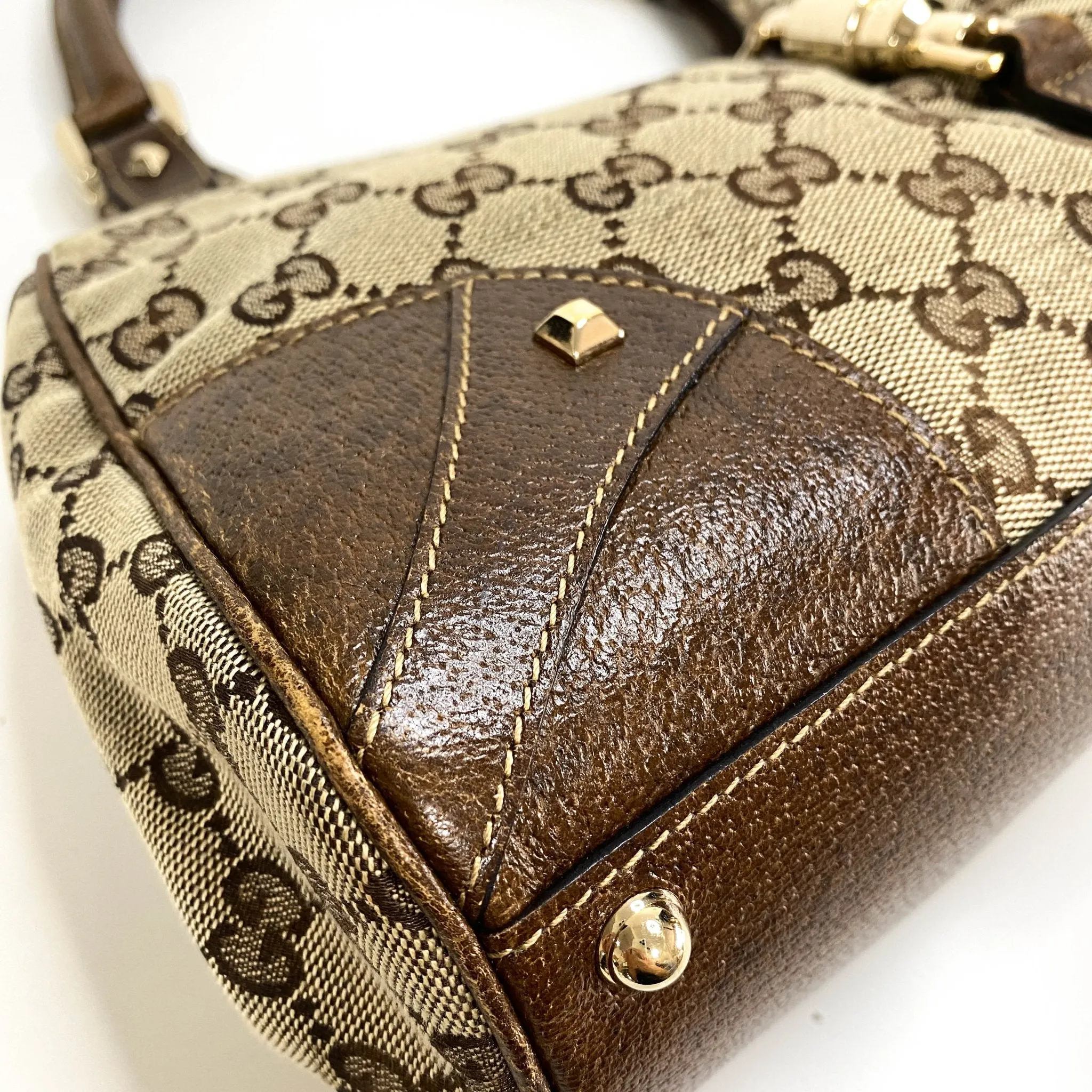 Jackie O Hobo Nailhead GG Canvas Shoulder Bag