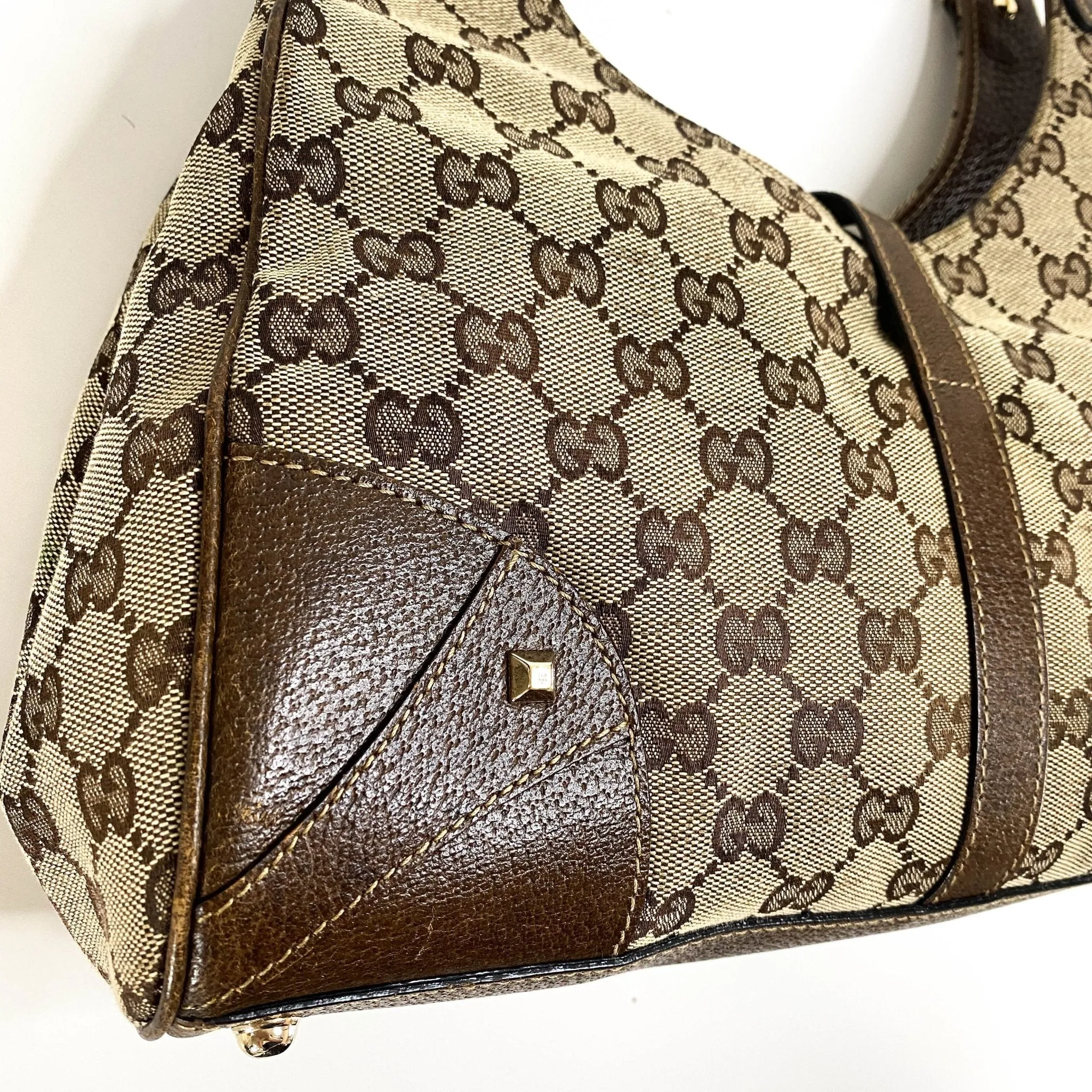Jackie O Hobo Nailhead GG Canvas Shoulder Bag
