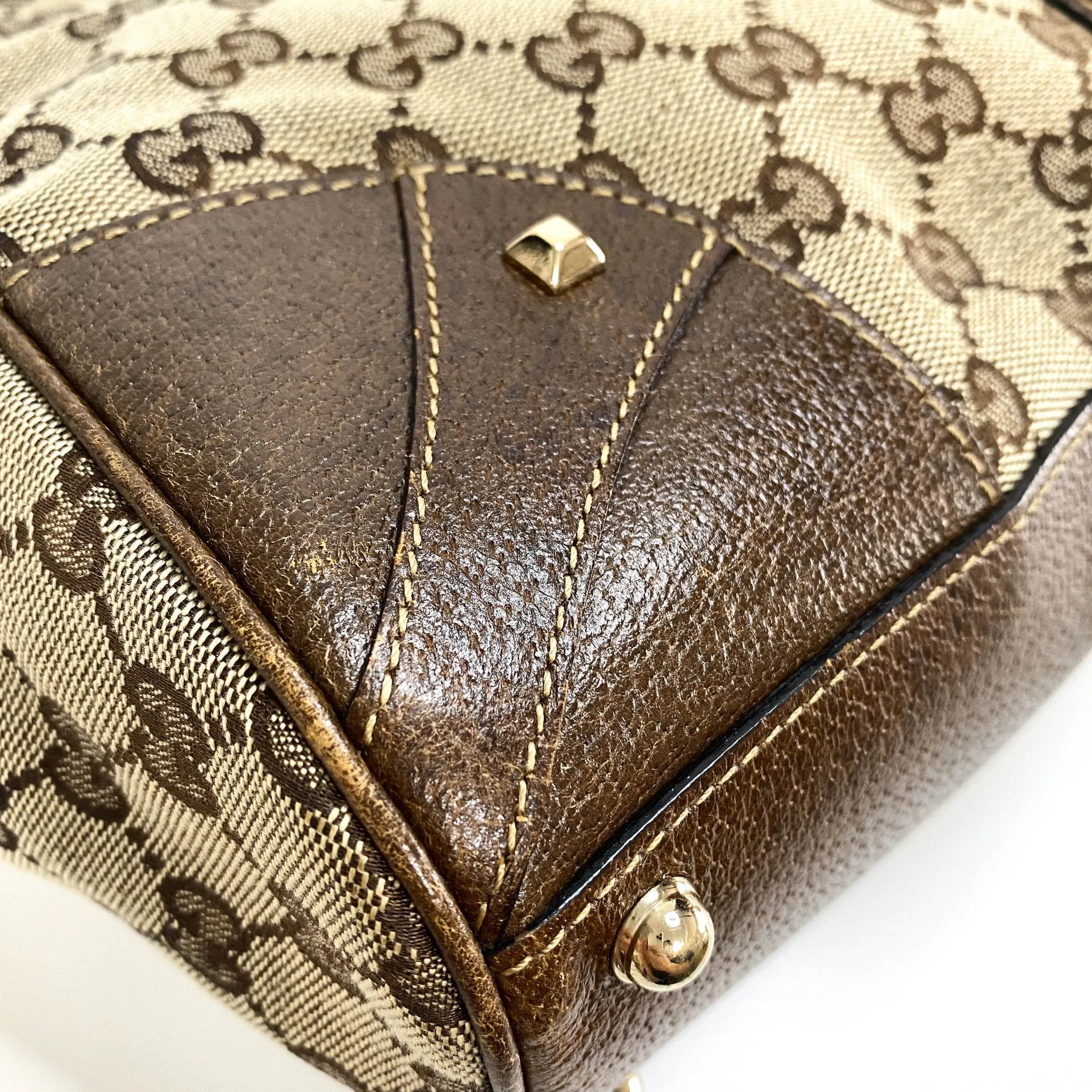 Jackie O Hobo Nailhead GG Canvas Shoulder Bag
