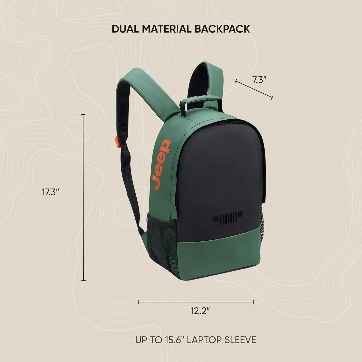 Jeep JS012C Travel Backpack, Light Blue, 15.6" Laptop