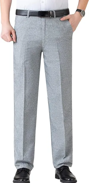 JEShifangjiusu Men's Chino Flat Front Slim Fit Pant Casual Cotton Stretch Suit Pants Lightweight Skinny Fit Dress Pant (34,Light Grey), Light Grey, 34