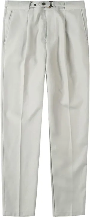 JEShifangjiusu Men's Dress Trousers Solid Color Flat Front Skinny Business Pants Slim Fit Chino Pencil Formal Pants (32,Light Grey), Light Grey, 32