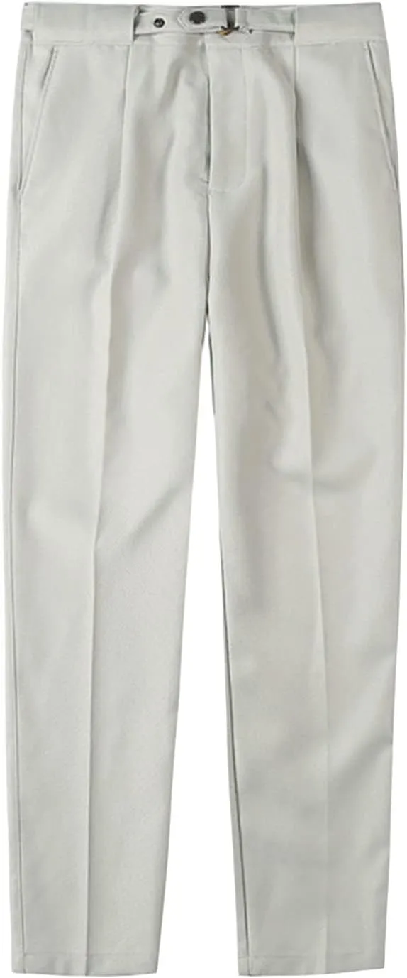 JEShifangjiusu Men's Dress Trousers Solid Color Flat Front Skinny Business Pants Slim Fit Chino Pencil Formal Pants (32,Light Grey), Light Grey, 32