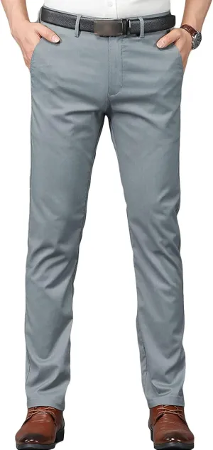 JEShifangjiusu Men's Slim Fit Dress Pant Straight-Fit Casual Stretch Khaki Pant Wrinkle-Resistant Flat-Front Chino Pant (36,Light Grey), Light Grey, 36