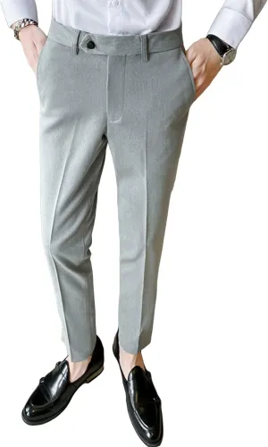 JEShifangjiusu Men's Slim Tapered Stretchy Casual Pants Skinny Dress Pants Regular Fit Business Fashion Pencil Chinos Pants (33,Light Grey), Light Grey, 33