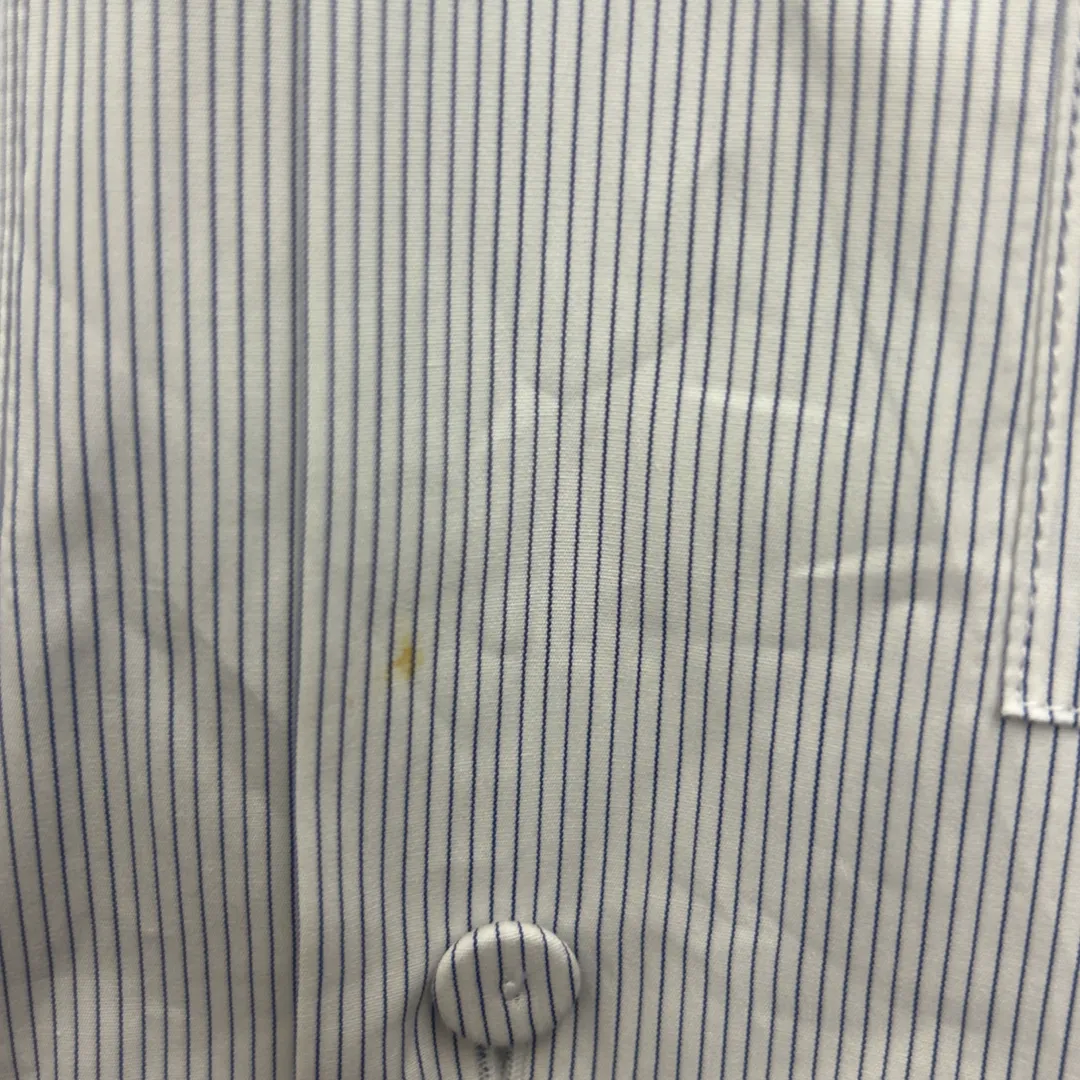 Jil Sander Men's White and Blue Striped Short-Sleeved Shirt