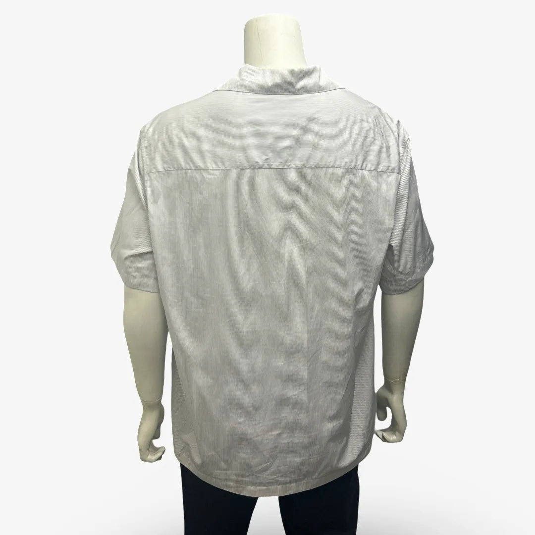 Jil Sander Men's White and Blue Striped Short-Sleeved Shirt