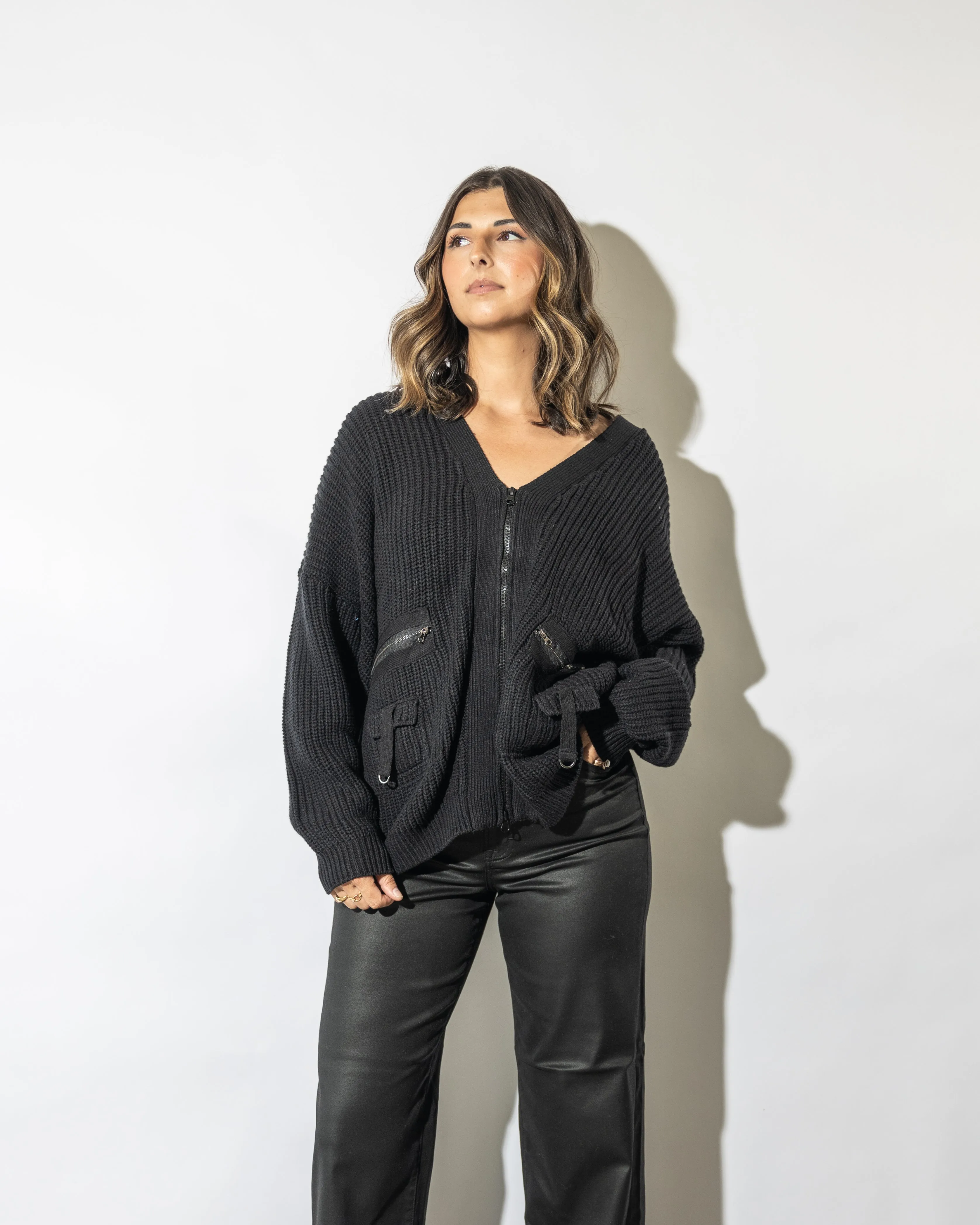 Jordyn Long Zip Utility Cardigan