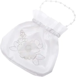 KESYOO Bridal Flower Bag Satin Pearl Decor Bridesmaid Dolly Handbag Wedding Day Accessory