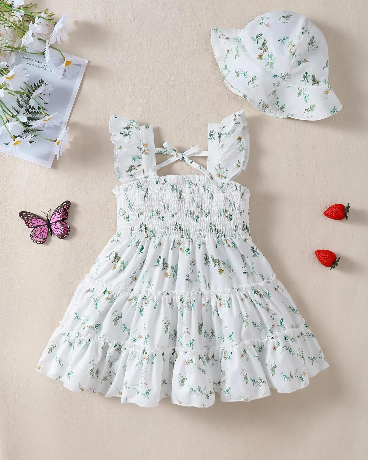 Kids Toddler Dress Baby Girl Summer Clothes Sleeveless Ruffle Smocked Dresses Little Girls Casual Boho Beach Sundress