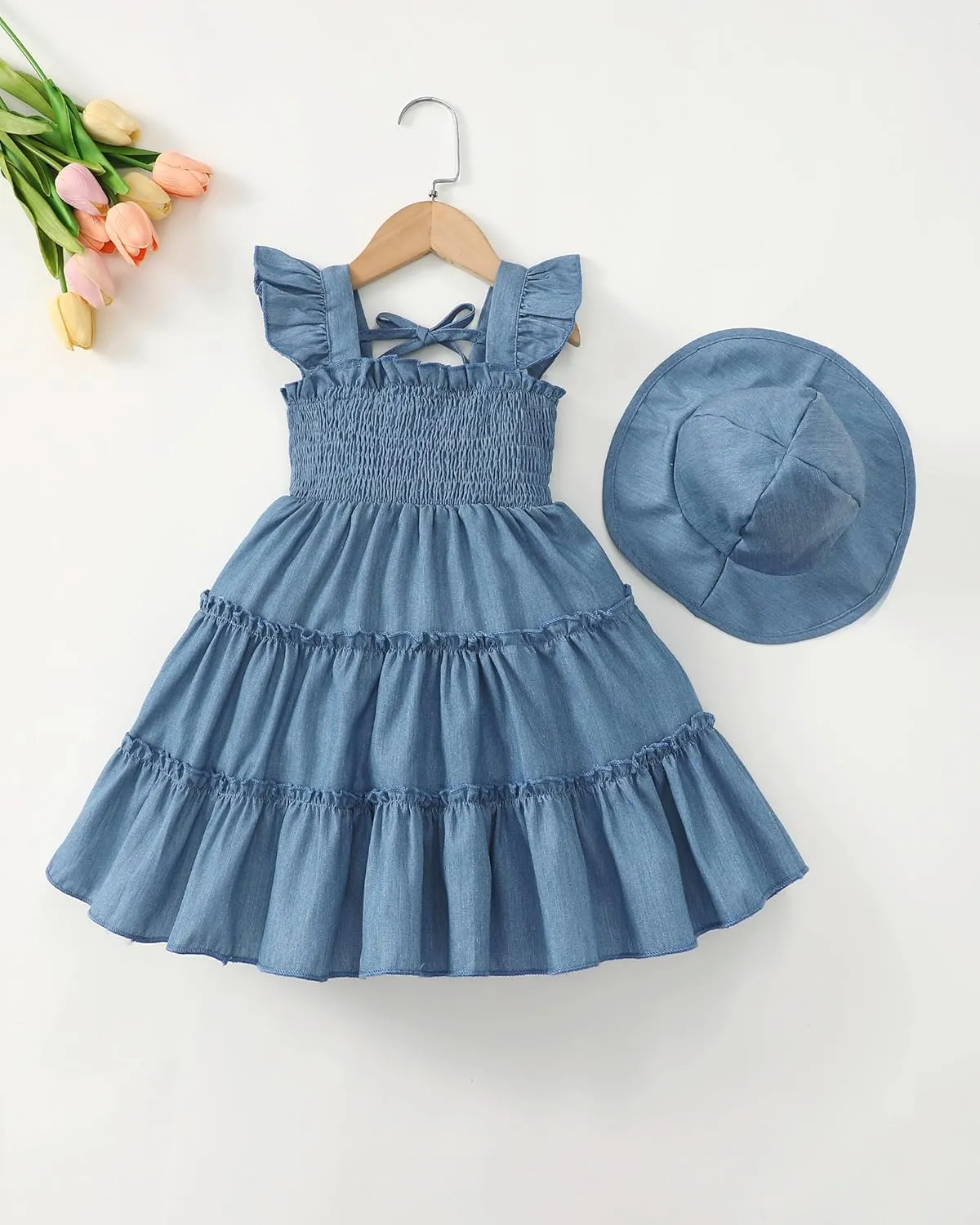 Kids Toddler Dress Baby Girl Summer Clothes Sleeveless Ruffle Smocked Dresses Little Girls Casual Boho Beach Sundress