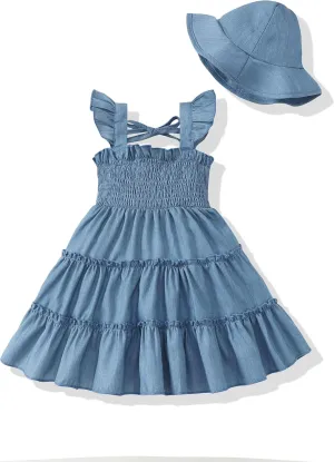 Kids Toddler Dress Baby Girl Summer Clothes Sleeveless Ruffle Smocked Dresses Little Girls Casual Boho Beach Sundress