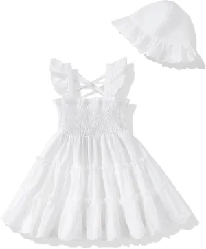 Kids Toddler Dress Baby Girl Summer Clothes Sleeveless Ruffle Smocked Dresses Little Girls Casual Boho Beach Sundress